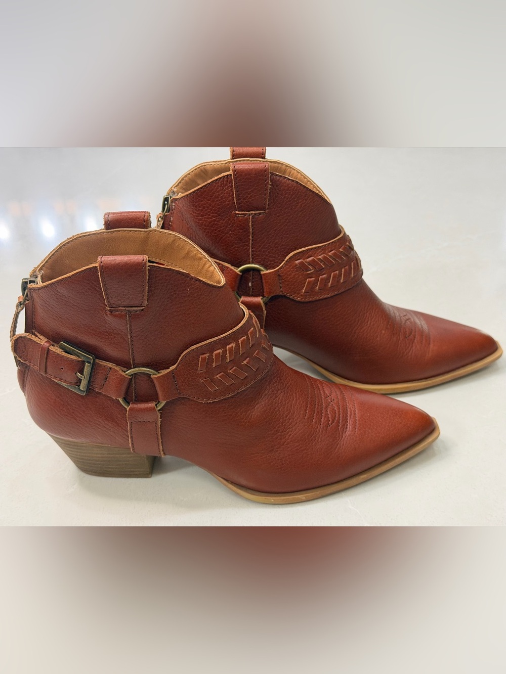 Dingo Keepsake Western Booties Cognac Leather Boho Festival Ankle Boots 9.5M